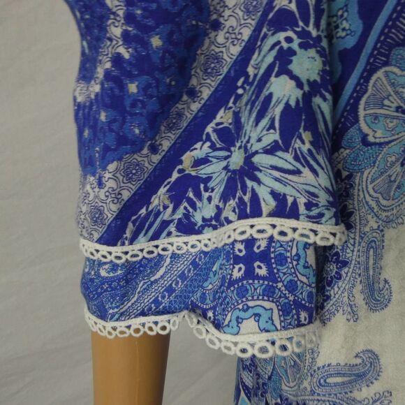 Hale Bob Iliana Off the Shoulder Printed Top Blouse Boho Floral Crochet NEW NWT - Picture 6 of 12